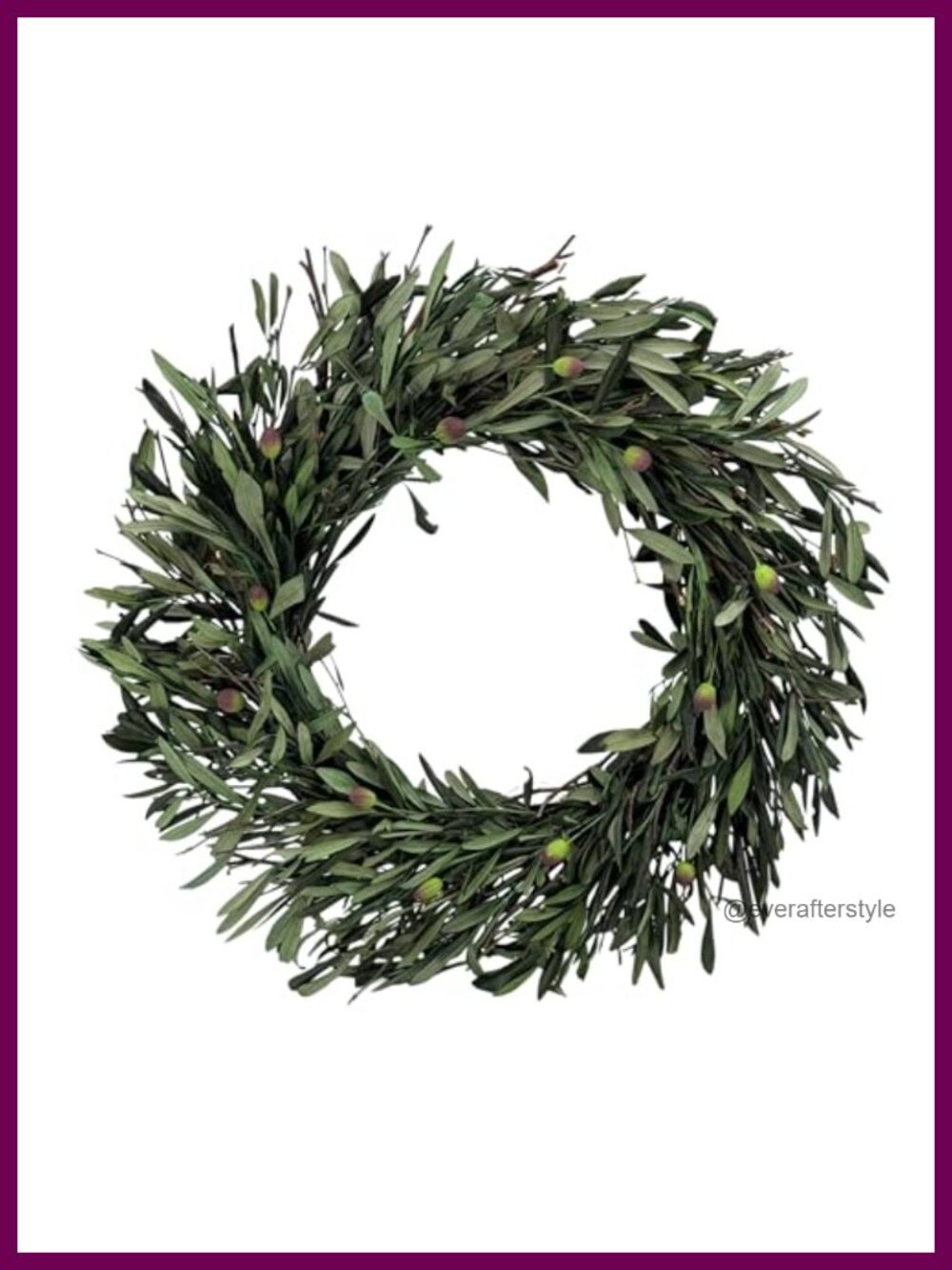 21" Preserved Olive Branch Wreath Handcrafted Year-Round Front Door Decor